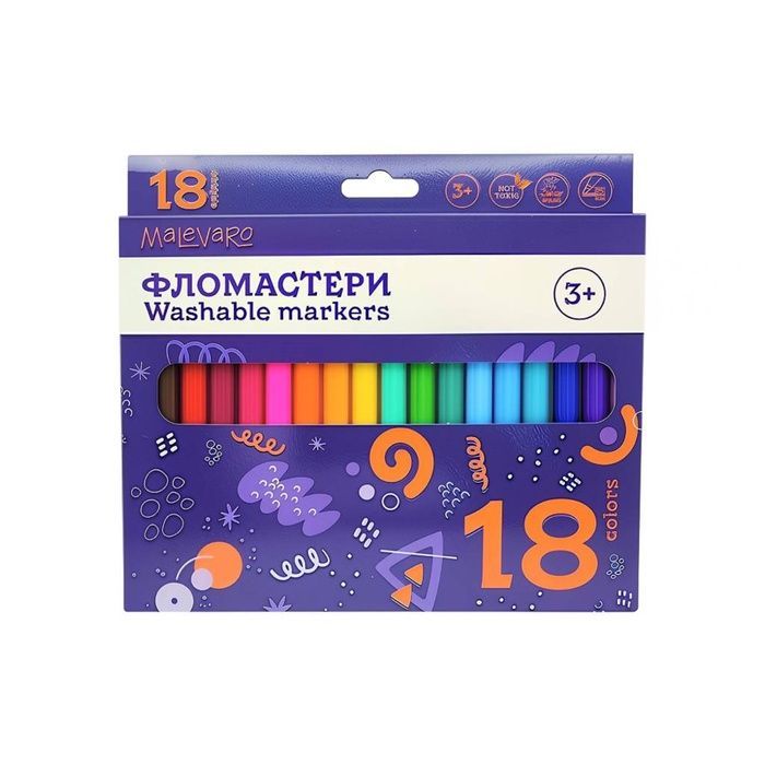 Купити Набір фломастерів , 18 кольорів, товщина 2-3 мм MALEVARO (764026ML) - Ціна: 220 грн від MALEVARO