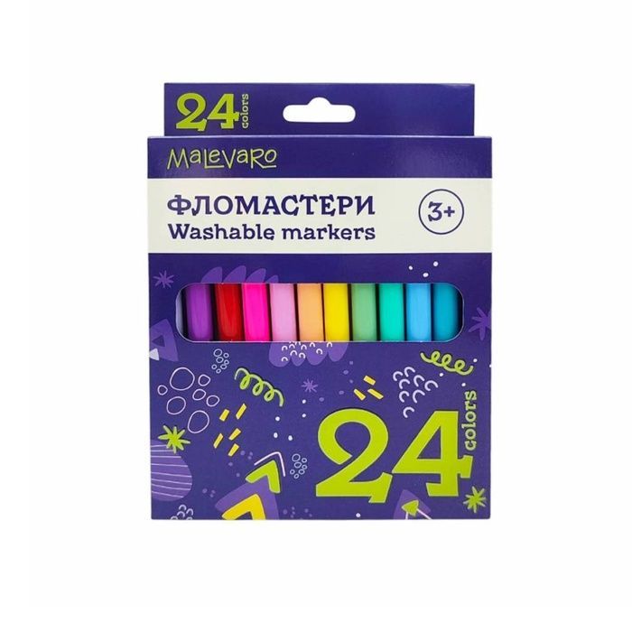 Купити Набір фломастерів, 24 кольори, товщина 2-3 мм MALEVARO (764019ML) - Ціна: 290 грн від MALEVARO